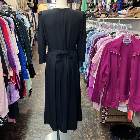 Vintage Periwinkle Black & Brown Button Front Maxi Dress Size 10 - Picture 3 of 3